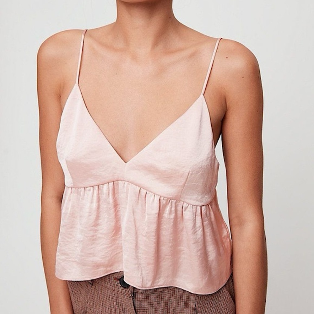 Aritzia Little Moon Cropped Babydoll Camisole, light pink, size S